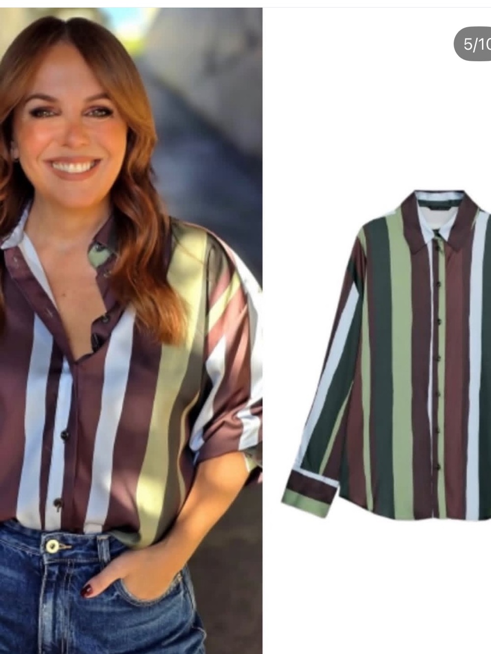 Zara Multicolor Satin Stripe Button-Up Shirt – Size Small – NWT 9624/286 - Picture 8 of 9